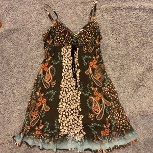 70s Style Vintage Looking Floral and Paisley Dress